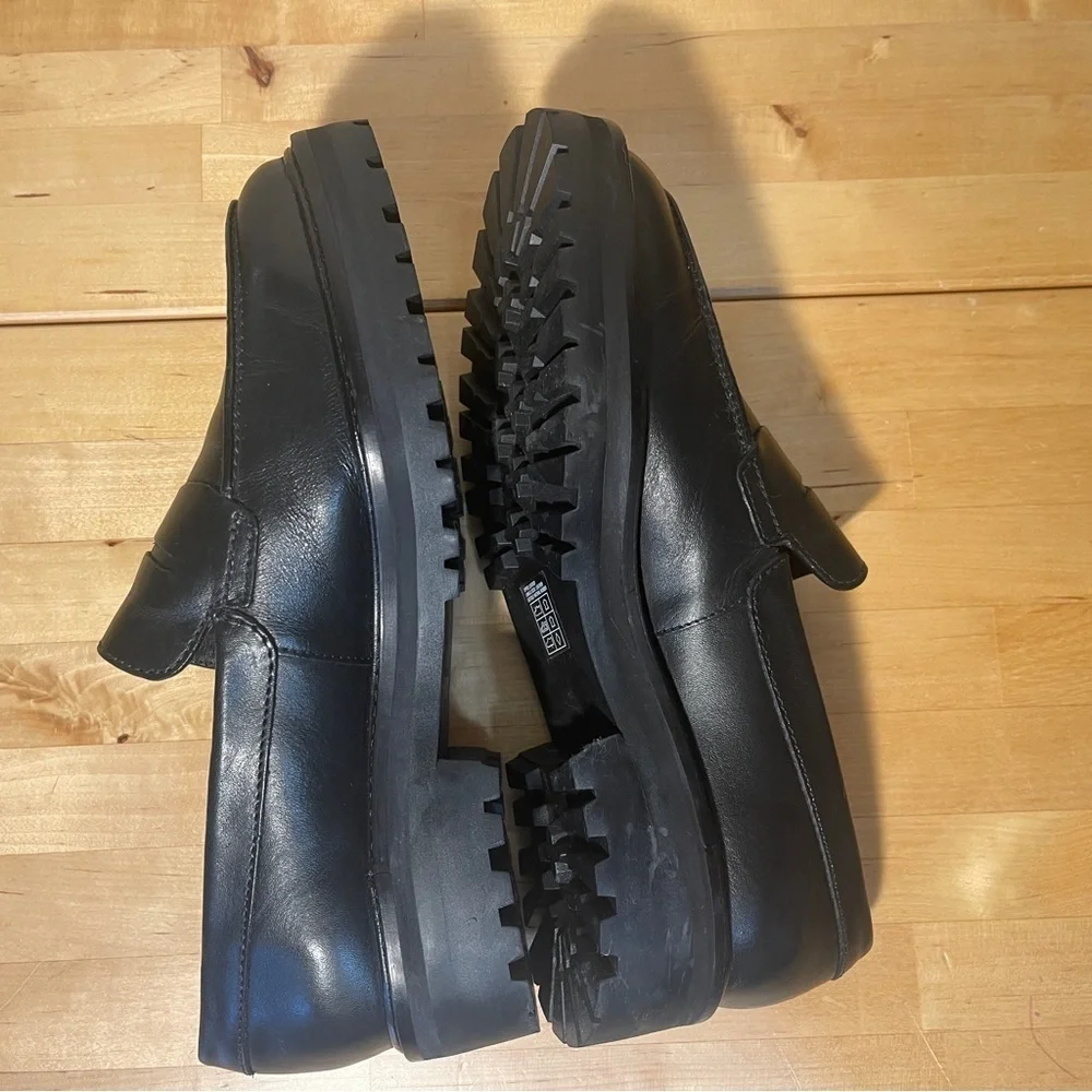 Everlane The Lug Loafer Black Leather Lug Sole Shoes Women's 8.5